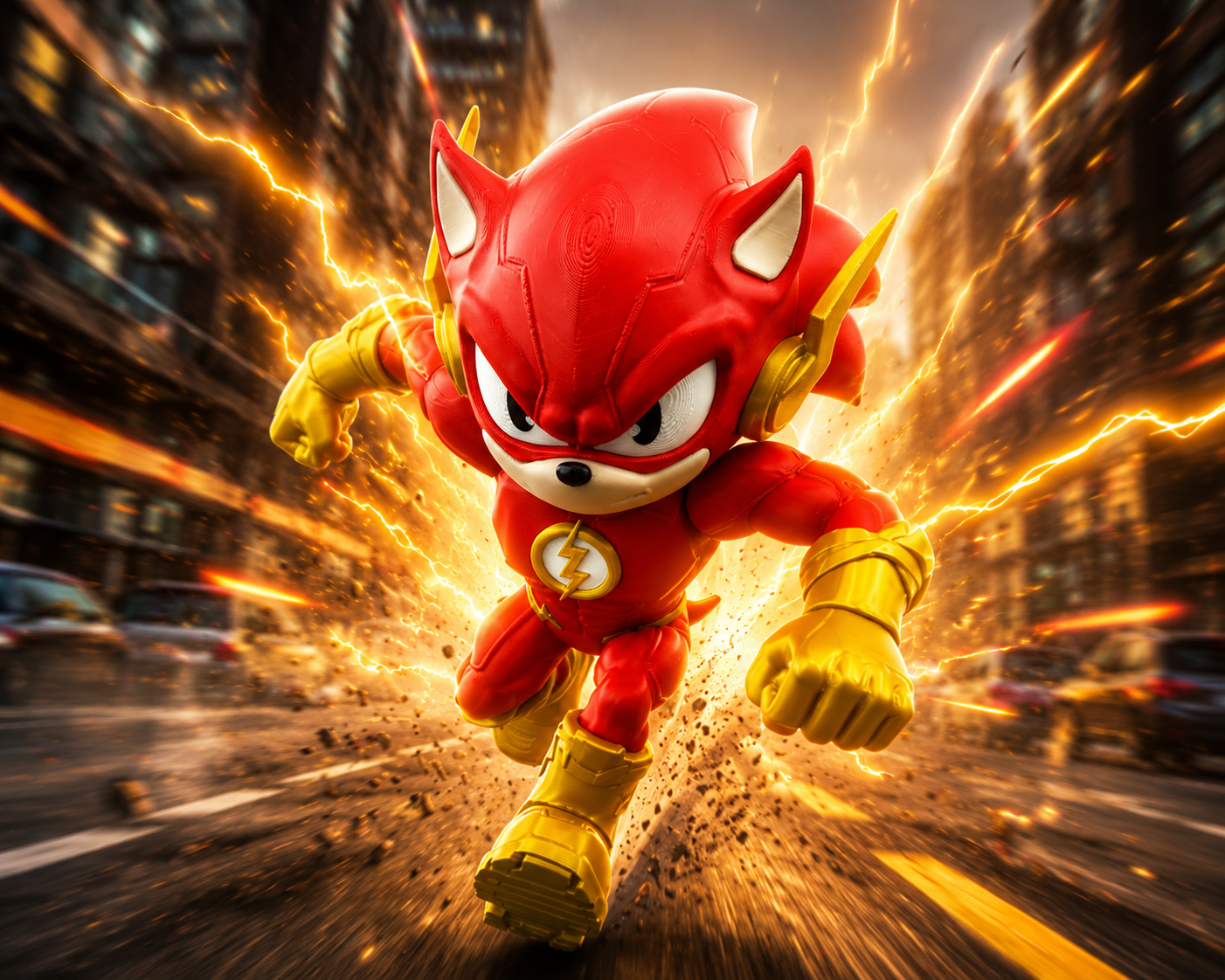 Sonic Flash Mashup 3D Printed Figure | Custom Gaming & Comic Display Collectible
